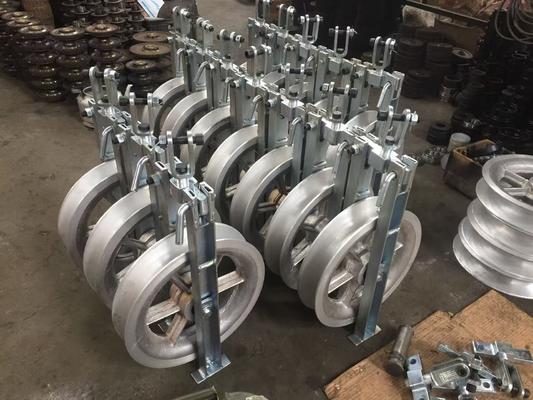 kupować Aluminum Sheave Stringing Pulley Block with Corrosion Resistant Galvanized Surface and High Load Capacity for Power Line Construction online manufacture